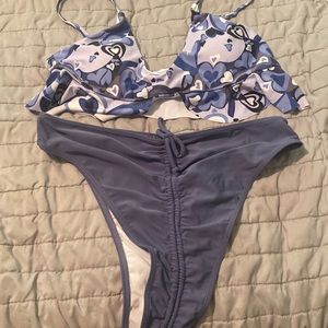 ROMWE Blue Heart Print Bikini